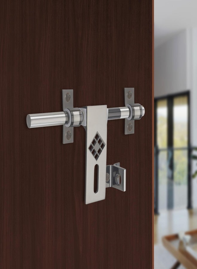 أتوم قفل باب فولاذي من Atom مقاس 9.6 بوصة | قفل باب أنيق لمجموعة تركيبات الأبواب، ملحقات الأبواب | لون أسود فضي (عبوة من قطعة واحدة، Erica-BS) - Image 1